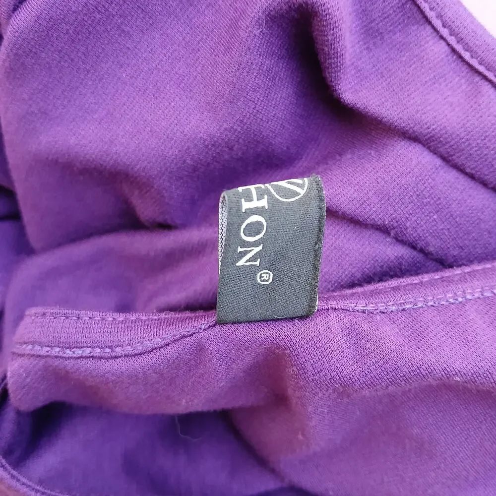 Yathon Purple One Shoulder Wrap Tie Dress XL jersey knit comfy cocktail midi - Picture 9 of 15